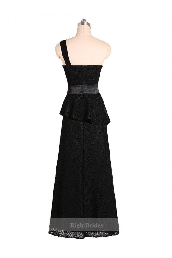 Affordable Long One Shoulder Satin Bridesmaid Dress with Bow Ties