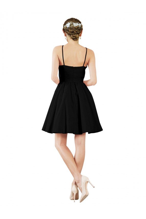 Affordable Halter Neck Short Knee Length Satin Cocktail Bridesmaid Dress