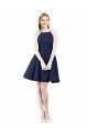 Affordable Halter Neck Short Knee Length Satin Cocktail Bridesmaid Dress