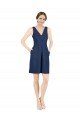Affordable Deep V-Neck Short Knee Length Satin Cocktail Bridesmaid Dress with Slimming Pleats