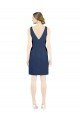 Affordable Deep V-Neck Short Knee Length Satin Cocktail Bridesmaid Dress with Slimming Pleats