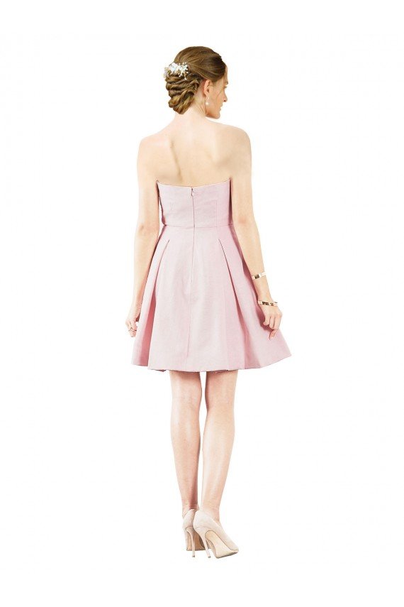 Affordable Short Knee Length Sweetheart Satin Cocktail Bridesmaid Dress