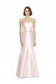 Affordable Long Sweetheart Satin Bridesmaid Dress with Slim Beaded Sash