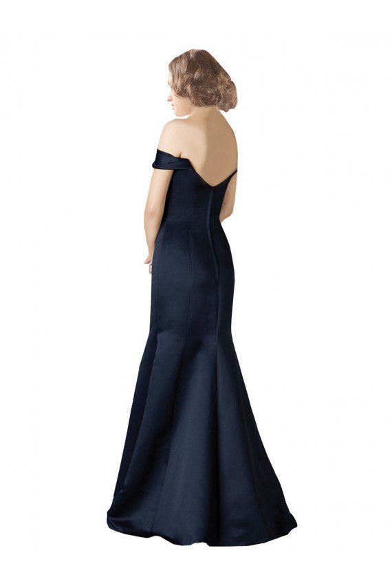 Affordable Fit and Flare Satin Bridesmaid Dress / Prom Dress with Off the Shoulder Neckline