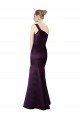 Affordable Long Ruched Neckline One Shoulder Satin Bridesmaid Dress / Prom Dress