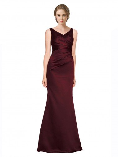 Affordable Figure Shaping Formal Satin Bridesmaid Dress / Prom Dress with Structured Pleats