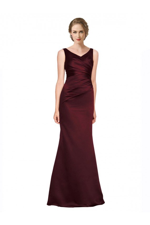 Affordable Figure Shaping Formal Satin Bridesmaid Dress / Prom Dress with Structured Pleats