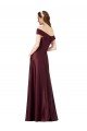 Affordable Long Off the Shoulder Formal Satin Bridesmaid Dress / Prom Dress with Thigh-high Slit
