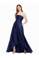 Affordable High Low Strapless Formal Satin Bridesmaid Dress / Prom Dress with Pockets