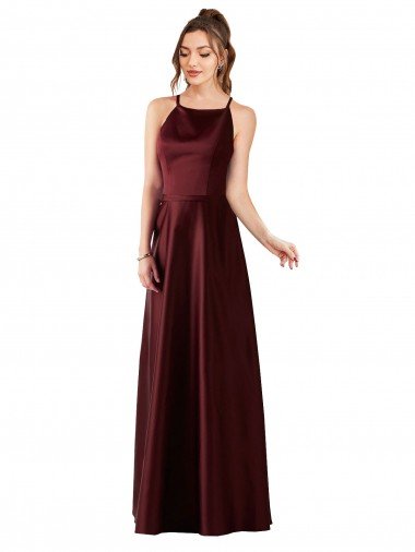 Affordable Sleek Satin Bridesmaids Dress with Pockets