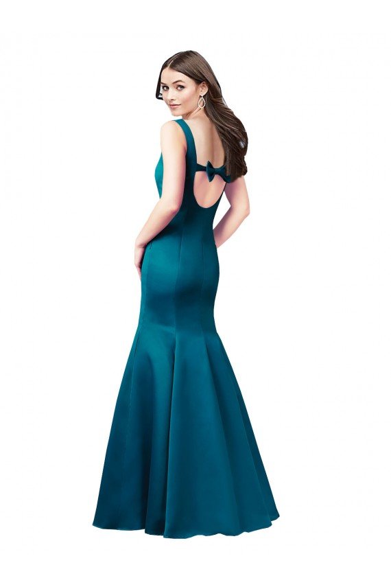 Affordable Long Sleek Satin Bridesmaid Dress / Prom Dress with U-Back