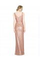 Affordable Draped V-Neck Striking Sheath Floor Length Formal Sequin Bridesmaid Dress / Prom Dress