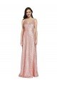 Affordable High Neck Low Back Sparkling Formal Sequin Bridesmaid Dress / Prom Dress