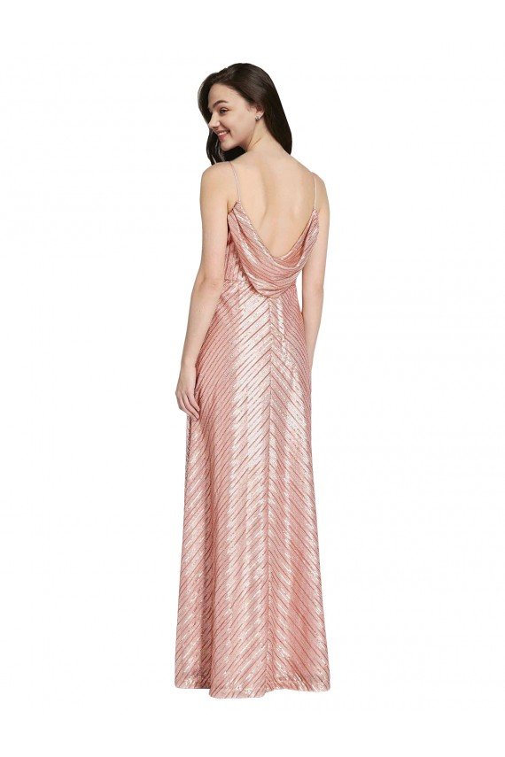 Affordable High Neck Low Back Sparkling Formal Sequin Bridesmaid Dress / Prom Dress