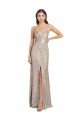 Affordable V-Neck Fully Sequin Formal Bridesmaid Dress / Prom Dress with V-Back and Front Slit