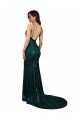 Affordable Fishtail Shaped V-Neck Open Back Long Formal Sequin Bridesmaid Dress / Prom Dress