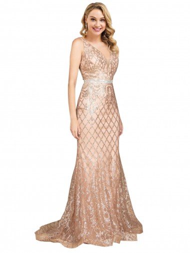 Affordable Sleek Long Mermaid Formal Sparkling Sequin Bridesmaid Dress / Prom Dress