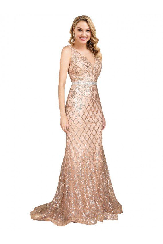 Affordable Sleek Long Mermaid Formal Sparkling Sequin Bridesmaid Dress / Prom Dress