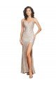 Affordable Ruched Back Mermaid Formal Sparkling Sequin Bridesmaid Dress / Prom Dress with Beaded Spaghetti Straps