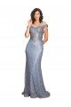 Affordable Off the Shoulder Sweetheart Neckline Formal Sequin Bridesmaid Dress / Prom Dress with Thigh High Slit