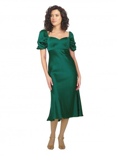 Affordable Ruched Sleeve Formal Silky Satin Bridesmaid Dress / Prom Dress
