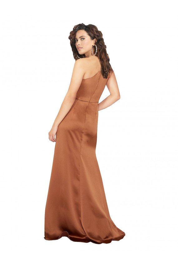 Affordable One Shoulder Formal Silky Satin Bridesmaid Dress / Prom Dress