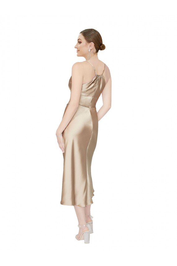 Affordable Empire Waist Formal Silky Satin Cocktail Midi Bridesmaid Dress / Prom Dress