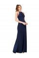 Affordable High Neck Satin Bridesmaid Dress / Prom Dress with Strappy Back