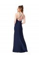 Affordable High Neck Satin Bridesmaid Dress / Prom Dress with Strappy Back