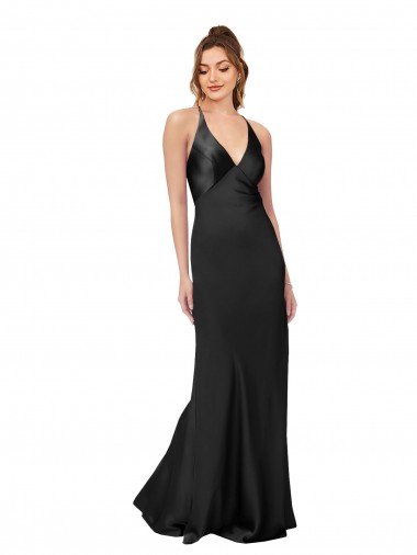 Affordable Cowl Back V-Neck Formal Silky Satin Bridesmaid Dress / Prom Dress