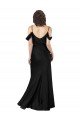 Affordable Off the Shoulder Sleeves Formal Silky Satin Bridesmaid Dress / Prom Dress with Skirt Slit