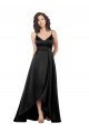 Affordable High Low V-Neckline Formal Silky Satin Tulip Bridesmaid Dress / Prom Dress with Wrap Skirt
