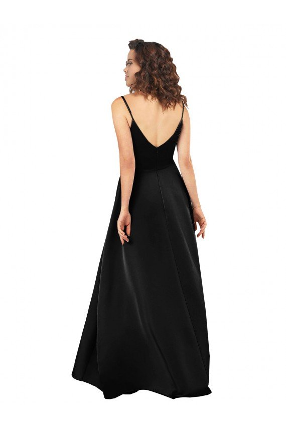 Affordable High Low V-Neckline Formal Silky Satin Tulip Bridesmaid Dress / Prom Dress with Wrap Skirt
