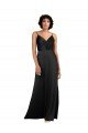 Affordable Full Length V-Neckline Formal Silky Satin Bridesmaid Dress / Prom Dress with Spaghetti Straps