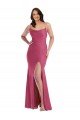Affordable Cowl-Neck Open Tie-Back Formal Silky Satin Mermaid Bridesmaid Dress / Prom Dress with Frong Slit