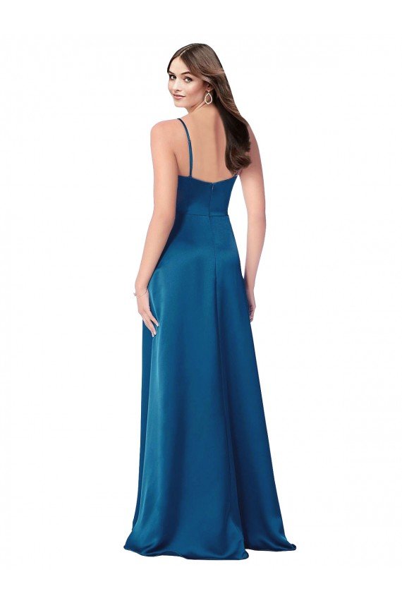 Affordable Cowl Neck Salky Satin Bridesmaid Dress / Prom Dress