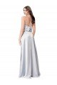 Affordable Halter Neck Formal Silky Satin Bridesmaid Dress with Strappy Back