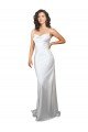 Affordable Simple Sweep Train Low Back Tie Cowl Neck Long Silky Satin Beach Wedding Dress