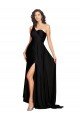 Affordable Floor Length One Shoulder Formal Silky Satin Bridesmaid Dress / Prom Dress with Side Slit