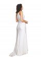 Affordable One Shoulder Floor Length Silky Satin Wedding Dress with Side Slit