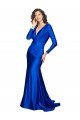 Affordable Deep V-Neck Long Sleeves Formal Silky Satin Bridesmaid Dress / Prom Dress
