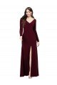 Affordable Long Sleeves Spandex Bridesmaid Gown with Front Slit