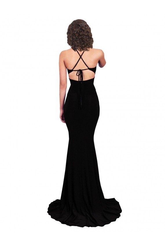 Affordable Fishtail Shaped V-Neck Open Back Formal Spandex Bridesmaid Dress / Prom Dress