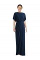 Affordable Open Back Short Sleeves Draped Tulip Skirt Maxi Spandex Bridesmaid Dress / Prom Dress