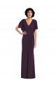 Affordable Faux Wrap Split Sleeves Formal Maxi Spandex Bridesmaid Dress / Prom Dress with Cascade Skirt