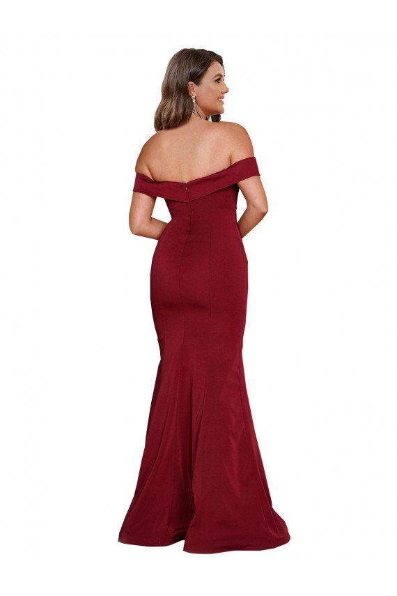 Affordable Off Shoulder Sleeves Sweetheart Neckline Long Formal Spandex Bridesmaid Dress / Prom Dress