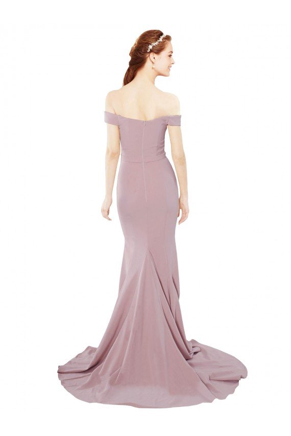 Affordable Off the Shoulder Mermaid Long Sweep Train Bridesmaid Dress / Prom Dress
