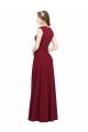 Affordable Square Neck Subtle Cap Sleeeves Crepe Bridesmaid Dress / Prom Dress
