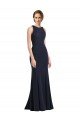 Affordable High Neck Sheath Long Crepe Bridesmaid Dress / Prom Dress