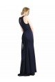 Affordable High Neck Sheath Long Crepe Bridesmaid Dress / Prom Dress